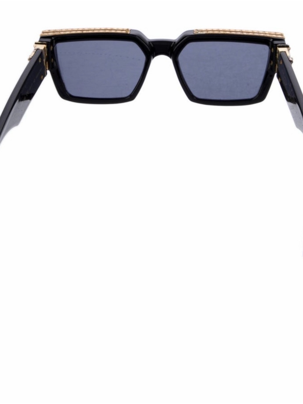 Louis Vuitton Black Sunglasses with Blue Lenses and Gold Trim